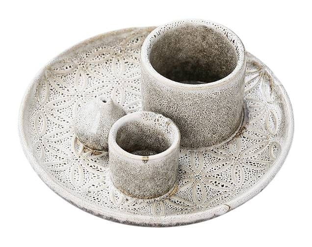 Porte-Encens Céramique Fleur de Vie 13cm – Beige