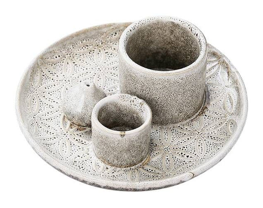 Porte-Encens Céramique Fleur de Vie 13cm – Beige